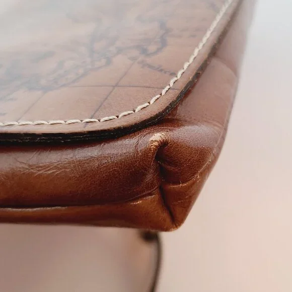 Patricia Nash Leather Crossbody – Vintage Map Print in Riot Rust - Picture 8 of 15